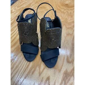 Kat Maconie Strappy Heels Women's 7 Block Studded Cutout Open Toe S23